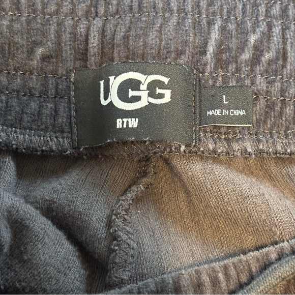Ugg Large Averey Cotton Drawstring Corduroy Tapered Lounge Pants Charcoal - Picture 7 of 8